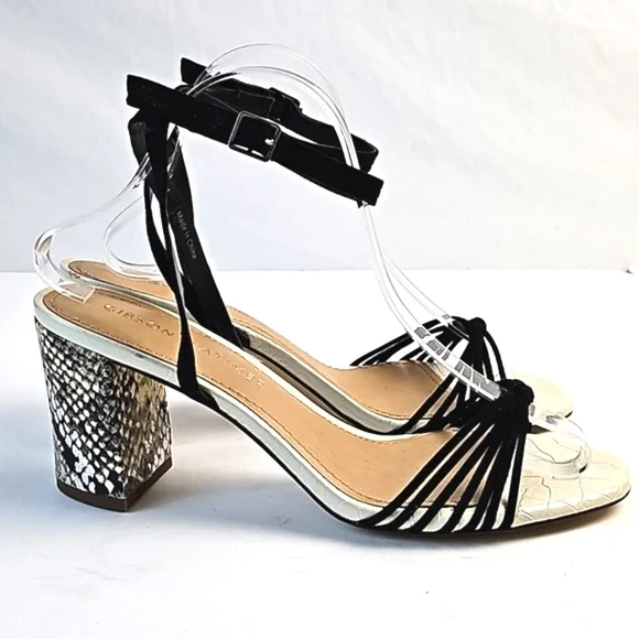 Gibson Latimer Cordelia Sheep Leather Snake Print Ankle Strap Block Heel… - Picture 7 of 16